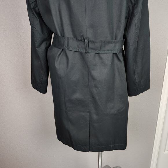 J.Crew Factory Black Double-Breasted Trench Cotton Coat BO622 Belted Classic 18 - Picture 13 of 14